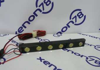 Светодиодные фонари DRL 6HP (6x1,5W) 5000K 12V black накладные (160x15x15 мм) комплект