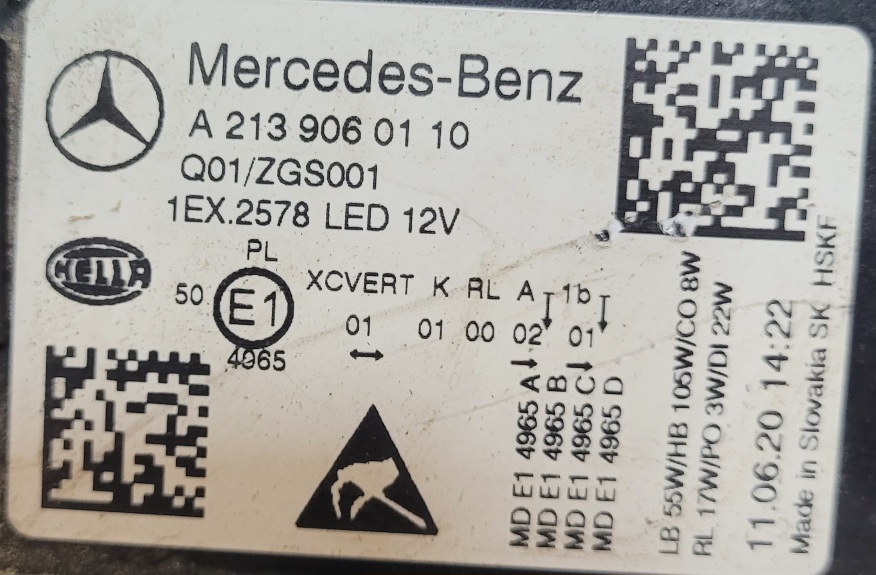 Фара Mercedes E-class w213рест.(20-24г.) Multi Beam Левая A2139066908 (нов. стекло,РК)