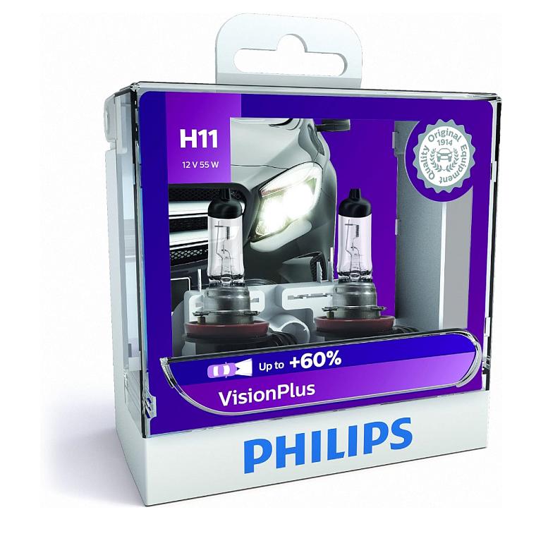 Галогеновая лампа H11 Philips 12362VP (+60%, 12v/55w) Vision PLUS 