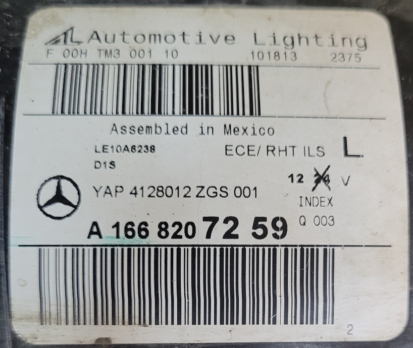 Фара Mercedes ML w166 (11-15г.) левая A1668207259 БУ (новое стекло)83176362 