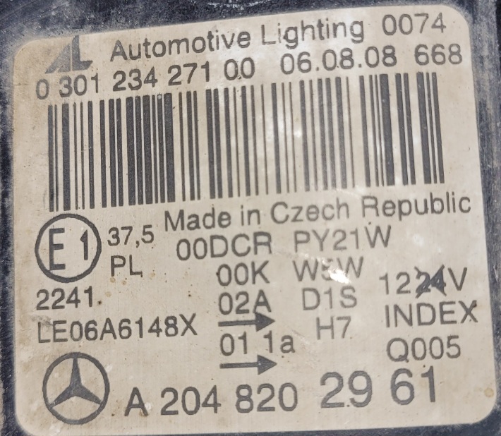 Фара Mercedes C-class w204 (06-11г.) левая A2048202961 (ЗК ЗС)