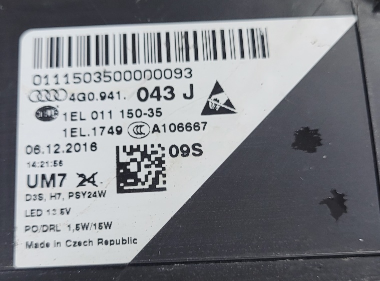 Фара Audi A6 C7 (11-14г.) левая 4G0941043J (новое стекло) б/у 83176357
