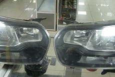 Установка биксеноновых линз 2,5" (ближний), светодиодных моделей (дальний), дневных ходовых огней в фары Ford Transit