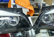 Установка светодиодных линз (модулей) Aozoom 3,0" и светодиодных колец в рефлекторные фары на BMW X1