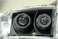 Установка светодиодных линз (модулей) 3.0" Eneg A3 MAX в секцию ближнего света и установка светодиодных линз (модулей) 1.8" в секцию дальнего света в рефлекторные фары на Toyota bB